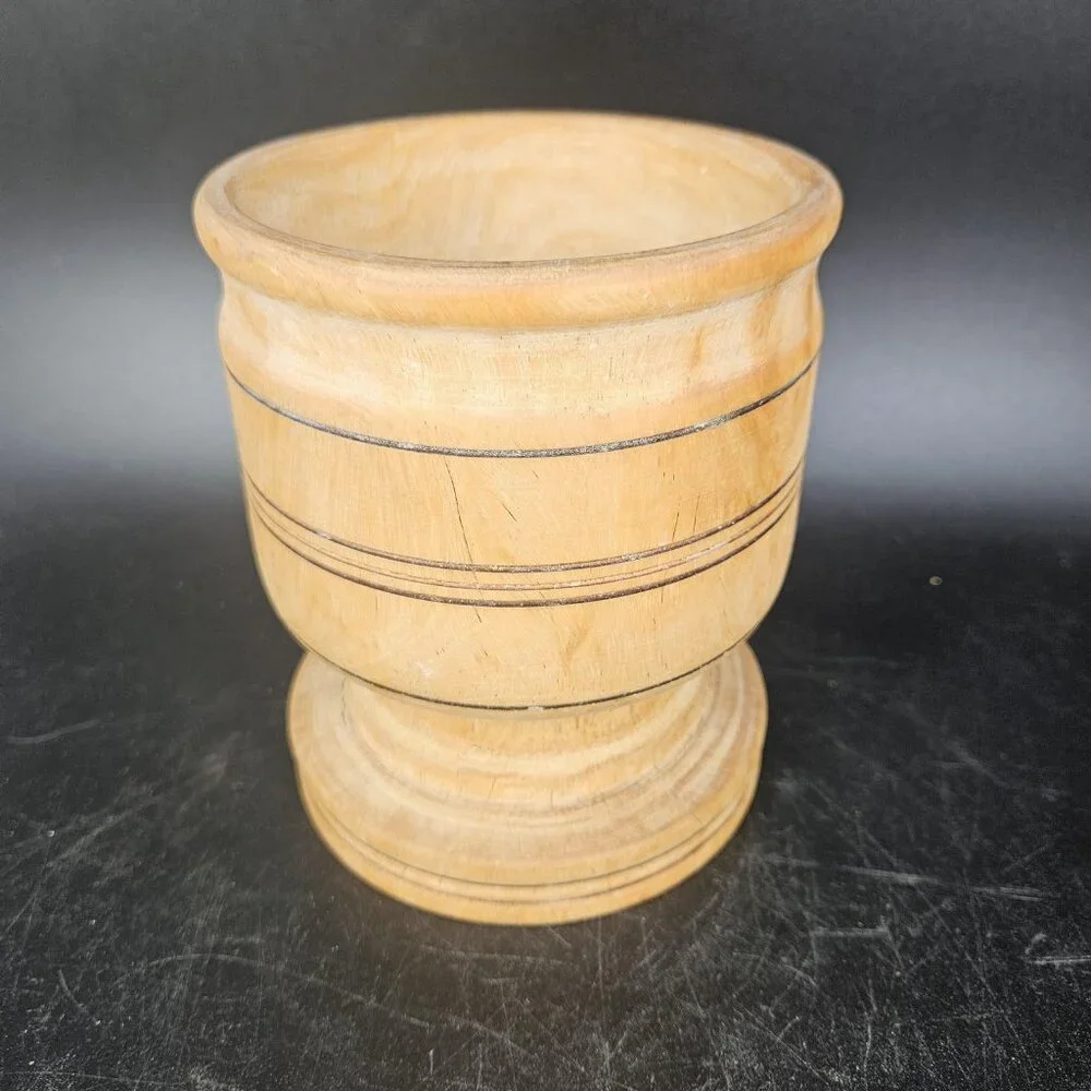 Hand Turned Wood Pedestal Vase Planter Goblet Rustic Boho Farmhouse Decor Home